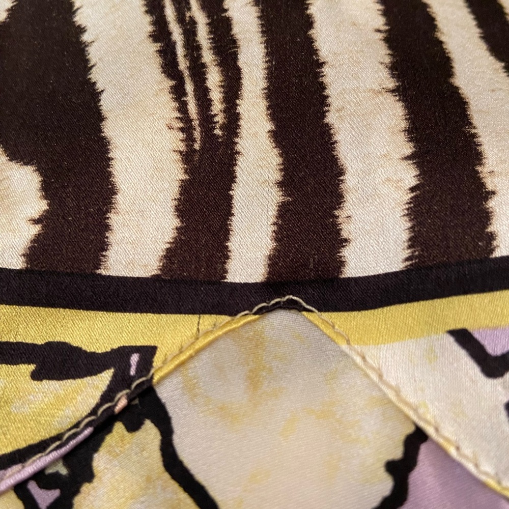 Roberto Cavalli Yellow Floral Skirt with Black & White Zebra Waistband - Picture 15 of 16
